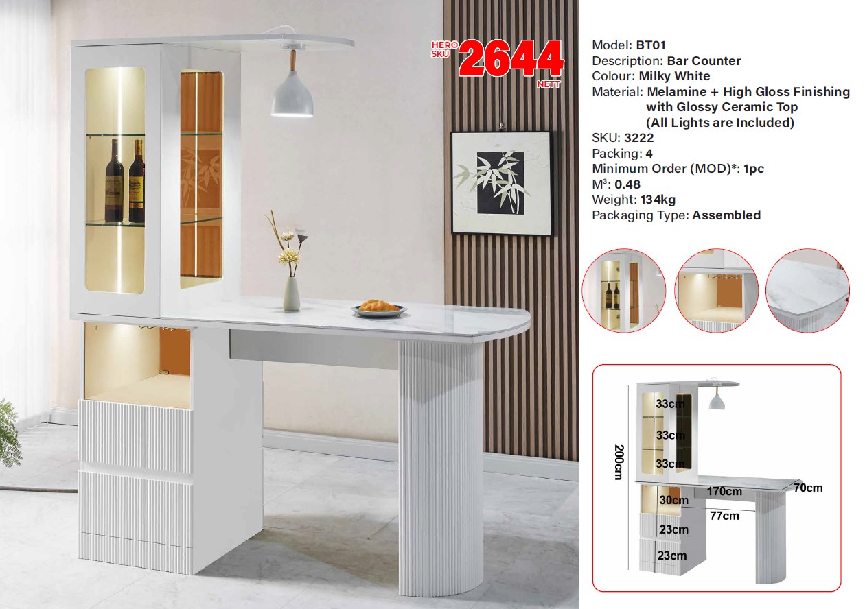 Product Image BT01 BAR COUNTER (MILKY WHITE) - Image 1